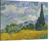 Korenveld met cipressen, Vincent van Gogh - Foto op Canvas - 100 x 75 cm
