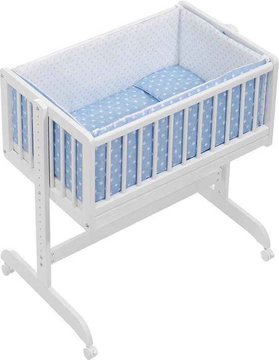 Interbaby Babywieg/cosleeper Star 90 X 55 Cm Hout Blauw/wit