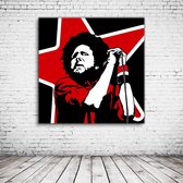 Pop Art Zack De La Rocha Canvas - 100 x 100 cm - Canvasprint - Op dennenhouten kader - Geprint Schilderij - Popart Wanddecoratie