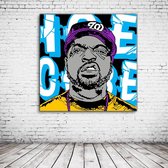 Ice Cube Pop Art Canvas - 80 x 80 cm - Canvasprint - Op dennenhouten kader - Geprint Schilderij - Popart Wanddecoratie