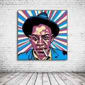 Pop Art Robert Johnson Acrylglas - 80 x 80 cm op Acrylaat glas + Inox Spacers / RVS afstandhouders - Popart Wanddecoratie