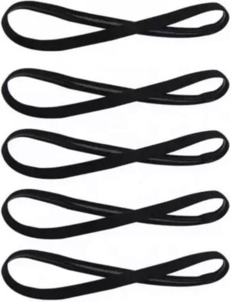 Haarbanden - Sport - Sport haarband - Elastiek- Zwart - Set van 5 stuks - Merkloos