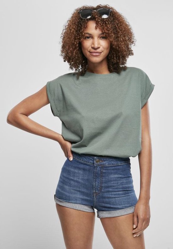 Urban Classics - Extended Shoulder Dames T-shirt - 3XL - Groen