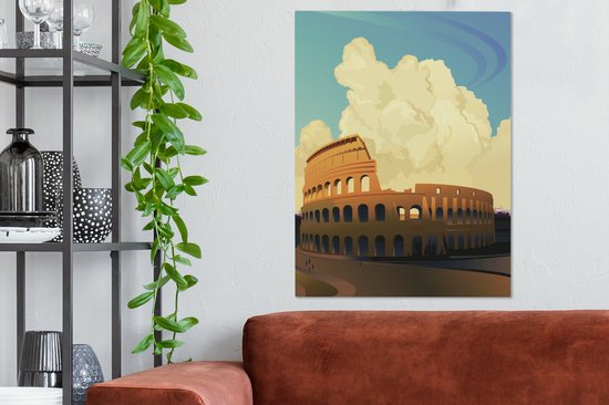 Illustration du Colisée de Rome 60x80 cm - Tirage photo sur toile (Décoration murale salon / chambre)