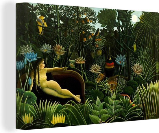 Canvas Schilderij De droom - schilderij van Henri Rousseau - 30x20 cm - Wanddecoratie