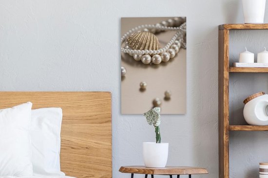 Toile - Gros plan d'un collier de perles - 20x30 cm - Décoration