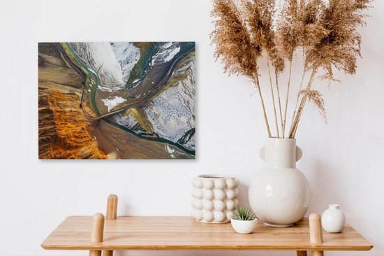 Vue aérienne de la chaîne de montagnes sur toile 2cm 40x30 cm - petit - Tirage photo sur toile (Décoration murale salon / chambre)