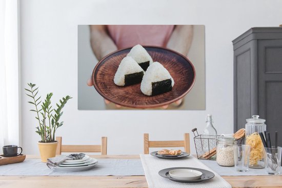 Peintures sur toile - Onigiri - Assiette - Japon - 140x90 cm - Décoration murale