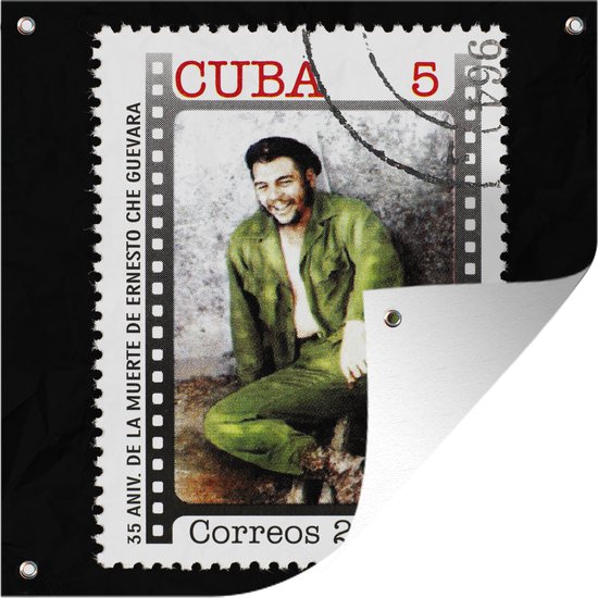Tuinposters Postzegel met Che Guevara - 50x50 cm - Tuindoek - Buitenposter