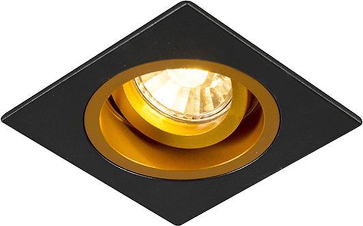 QAZQA chuck - Moderne Inbouwspot - 1 lichts - L 93 mm - Zwart Goud - Woonkamer | Slaapkame