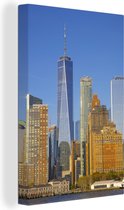 Canvas Schilderij Het one World Trade Center voor een blauwe lucht - 20x30 cm - Wanddecoratie