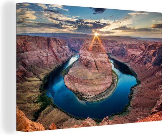 Canvas Schilderij Horsehoe Bend in het Nationaal park Grand Canyon in de Amerikaanse staat Arizona - 60x40 cm - Wanddecoratie