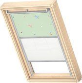 VELUX Origineel Verduisterend Rolgordijn Plus Plissé (DFD), Zilveren Kozijn, M08, 308, 2, Green Stars