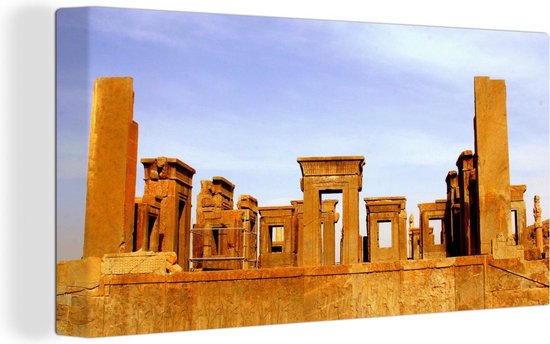Canvas Schilderij De ruïnes van het paleis van Darius in Iraanse Persepolis in Azië - 40x20 cm - Wanddecoratie