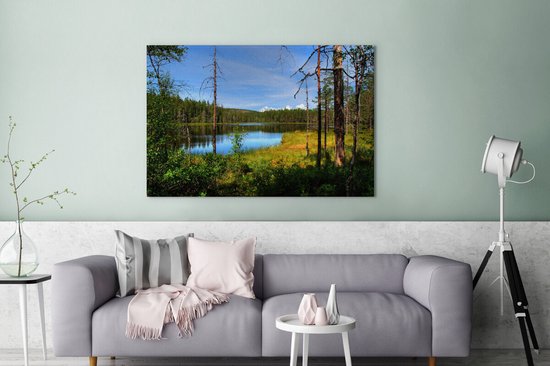 Reflet des forêts dans un lac calme dans le parc national de Skulesogen Toile 120x80 cm - Tirage photo sur toile (Décoration murale salon / chambre)