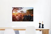 Canvas Schilderij Koeien bij Masai Mara Nationaal Park in Kenia - 60x40 cm - Wanddecoratie