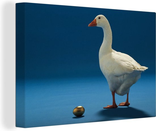 Canvas Schilderij Ganzen die een gouden ei leggen - 120x80 cm - Wanddecoratie
