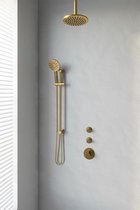 Brauer Gold Edition thermostatische inbouw doucheset - geborsteld goud PVD - hoofddouche 20cm - plafondsteun - ronde handdouche - met glijstang