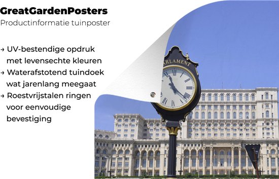 Le bâtiment du parlement roumain à Bucarest affiche de jardin 90x60 cm - toile de jardin / toile d'extérieur / Peintures pour l'extérieur (décoration de jardin)