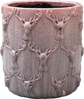 PTMD Xmas Ann purple glazed pot deer heads round L