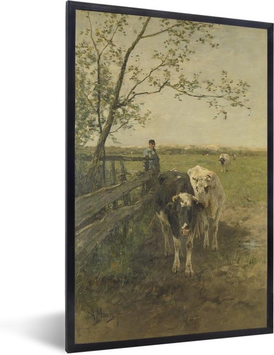 Fotolijst incl. Poster - De melkbocht - Schilderij van Anton Mauve - 40x60 cm - Posterlijst