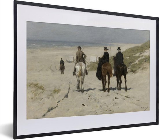 Fotolijst incl. Poster - Morgenrit langs het strand - Schilderij van Anton Mauve - 40x30 cm - Posterlijst