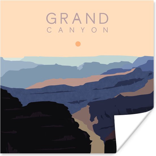 Poster Grand Canyon - Berg - Amerika - Illustratie - USA - 30x30 cm