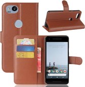Voor Google Pixel 2 Litchi Texture Horizontale Flip Leren Case met Houder & Kaartsleuven & Portemonnee (Bruin)