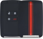 kwmobile autosleutel hoesje voor Renault 4-knops Smartkey autosleutel (alleen Keyless Go) - Autosleutel behuizing in rood / zwart - Rallystrepen design