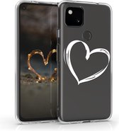 kwmobile telefoonhoesje voor Google Pixel 4a - Hoesje voor smartphone in wit / transparant - Brushed Hart design