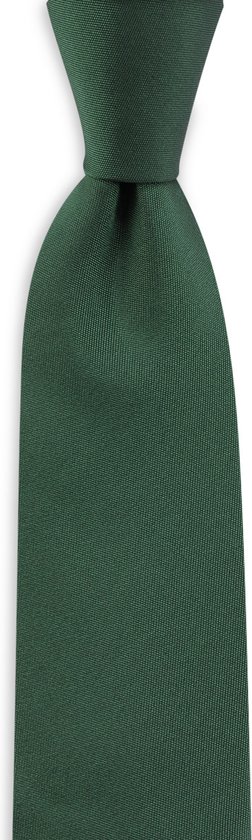 Smal, diepgroene stropdas met een fijne textuur.