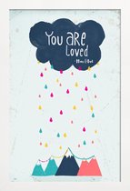JUNIQE - Poster in houten lijst You Are Loved -40x60 /Blauw & Roze