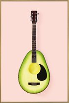 JUNIQE - Poster met kunststof lijst Avocado Guitar -20x30 /Bruin &