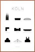 JUNIQE - Poster met kunststof lijst Köln -40x60 /Wit & Zwart