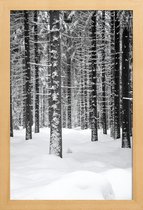 JUNIQE - Poster in houten lijst Deep Dark White Forest -40x60 /Grijs &