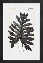 JUNIQE - Poster met houten lijst Plants M -13x18 /Grijs & Ivoor