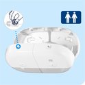 Open witte Tork SmartOne Mini Dispenser, toont interne mechanisme en sleutel.