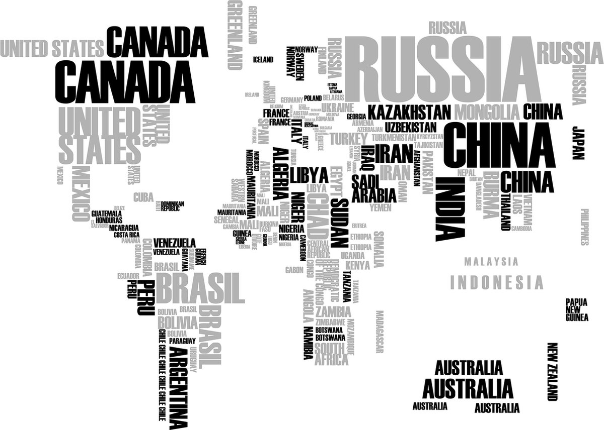 Crearreda Muursticker World Map 47 X 67 Cm Papier Grijs/zwart