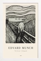 JUNIQE - Poster met houten lijst Munch - The Scream Lithograph -13x18