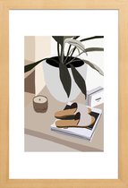 JUNIQE - Poster met houten lijst Holiday -13x18 /Bruin & Ivoor