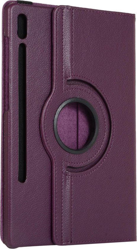 Case2go - Tablet hoes geschikt voor Samsung Galaxy Tab S7 Plus (2020) - Draaibare Book Case Cover - 12.4 Inch - Paars