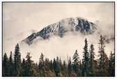 Misty Mountain Forest Sepia - Foto op Akoestisch paneel - 90 x 60 cm