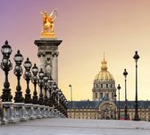 Zonsopgang op de Pont Alexandre III over de Seine in Parijs - Fotobehang (in banen) - 450 x 260 cm