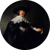Portret van Marten Soolmans, Rembrandt van Rijn - Foto op Behangcirkel - ⌀ 80 cm