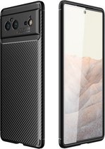 Voor Google Pixel 6 koolstofvezeltextuur schokbestendig TPU-hoesje (zwart)