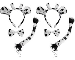 2x stuks funny fashion 3-delige koeien verkleedset - voor volwassenen - dieren verkleed pak/outfit accessoires