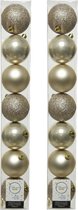 14x stuks kunststof kerstballen licht parel champagne 8 cm - Mix - Onbreekbare plastic kerstballen