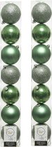 14x stuks kunststof kerstballen salie groen(sage) 8 cm - Mix - Onbreekbare plastic kerstballen
