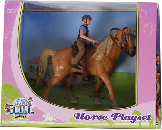 Kids Globe Speelset paard met ruiter - Speelfiguur: 15 cm