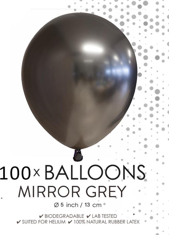 krekel Becks Eekhoorn Grijze ballonnen chroom 13cm | 100 stuks | bol.com